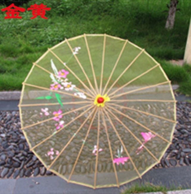 Dance Umbrella rain women Prop Oiled Paper Decoration Umbrella Transparent Silk Umbrella paraguas inverso pederneira Chinese: lemon yellow
