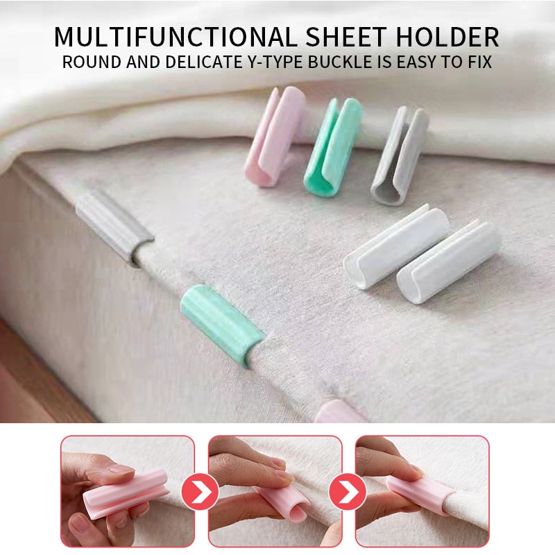 Pinzas de plástico antideslizantes para sábanas, pinzas de plástico para colcha, sujetadores de cubierta de cama, soporte de colchón para sábanas, clavija de ropa para el hogar, 12 Uds.