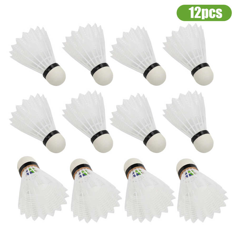 12 pçs avançado náilon badminton composto cortiça ballhead treinamento peteca esportes pena raquete esportes
