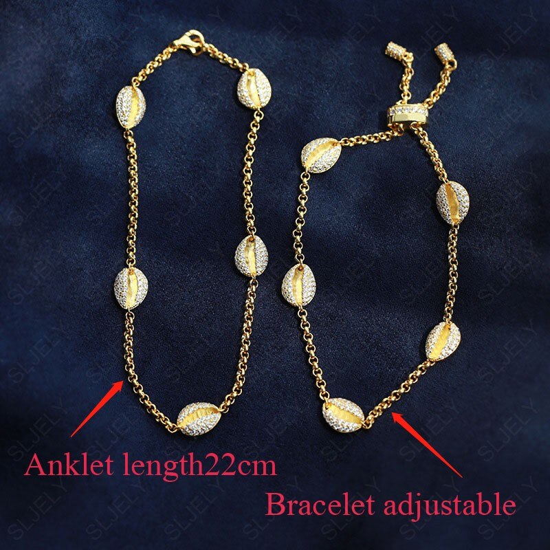 SLJEY-tobillera de Plata de Ley 925 con Zirconia, joyería fina de Color dorado y amarillo, para mujer