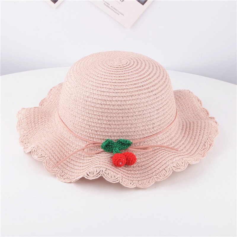 Baby piger sommer hat strand stråhat panama cap dejlige sol hatte til børn uv beskyttende hatgorras casquette: Lyserød
