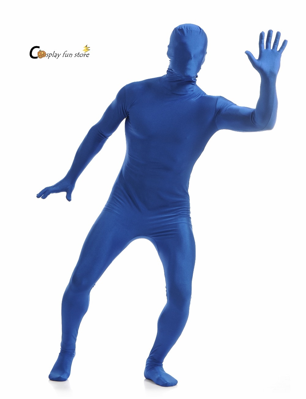 Adult Full Body Spandex Lycra Zentai Suit Lake Blue Tight Suits Pure Color Halloween Party Unitard