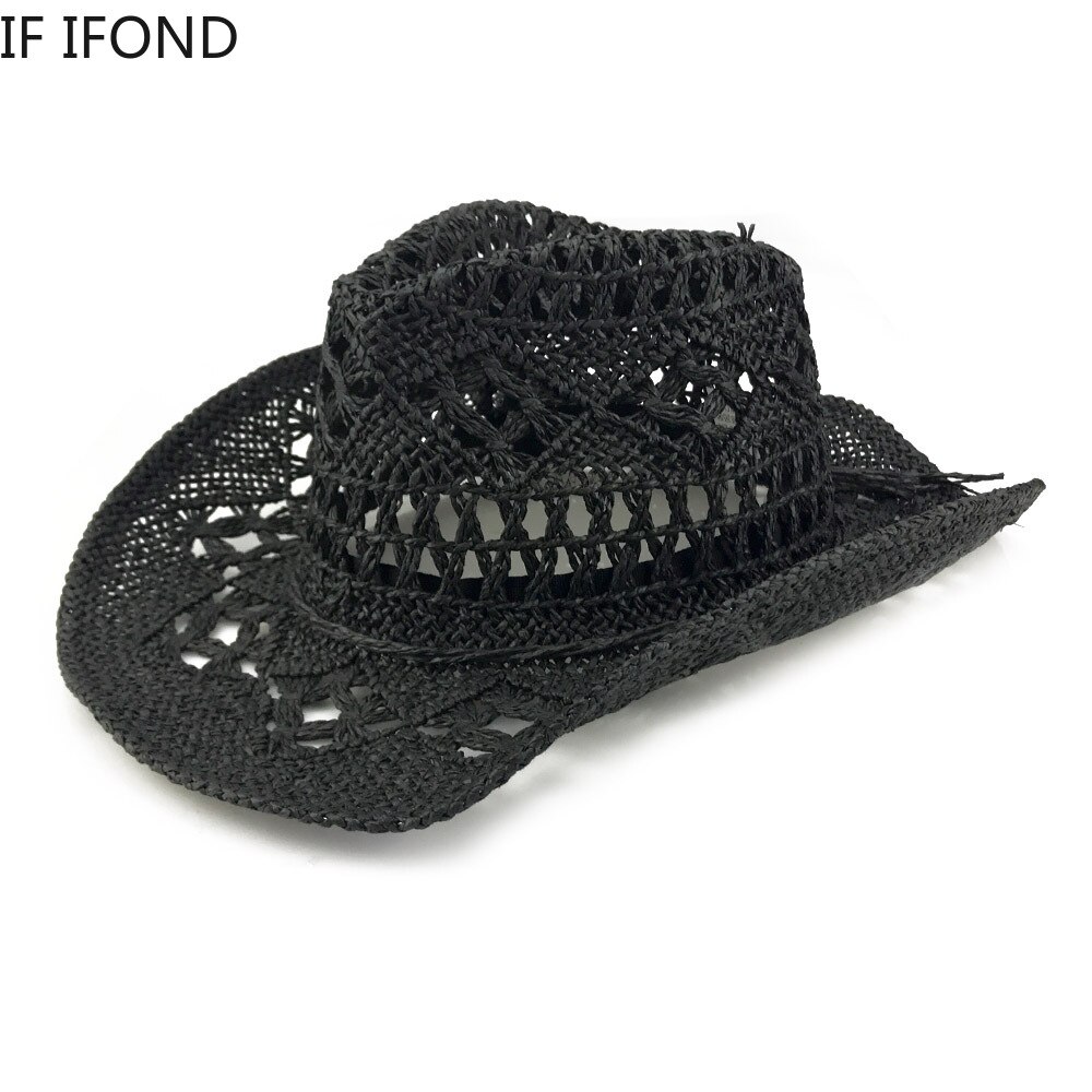 Summer Western Cowboy Straw Hollow Hat Hand Made Beach Felt Sunhats Party Cap Casual Panama Cowgirl Jazz Sun Hat