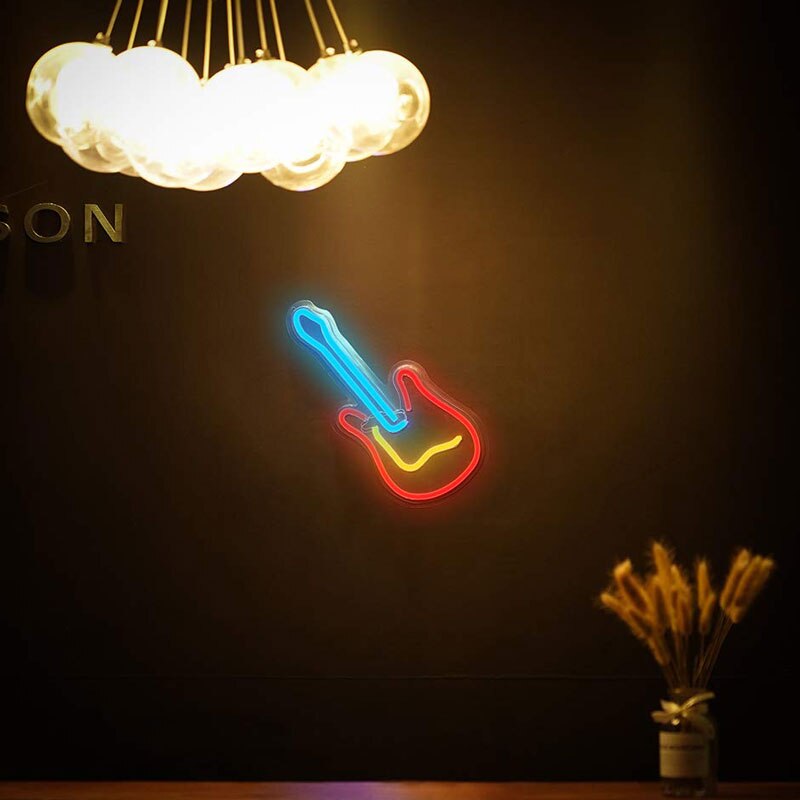Panneau lumineux de guitare 3D néon LED, lampe Usb, décoration artistique pour la maison, la maison, le Bar, le Pub, l'hôtel, la plage
