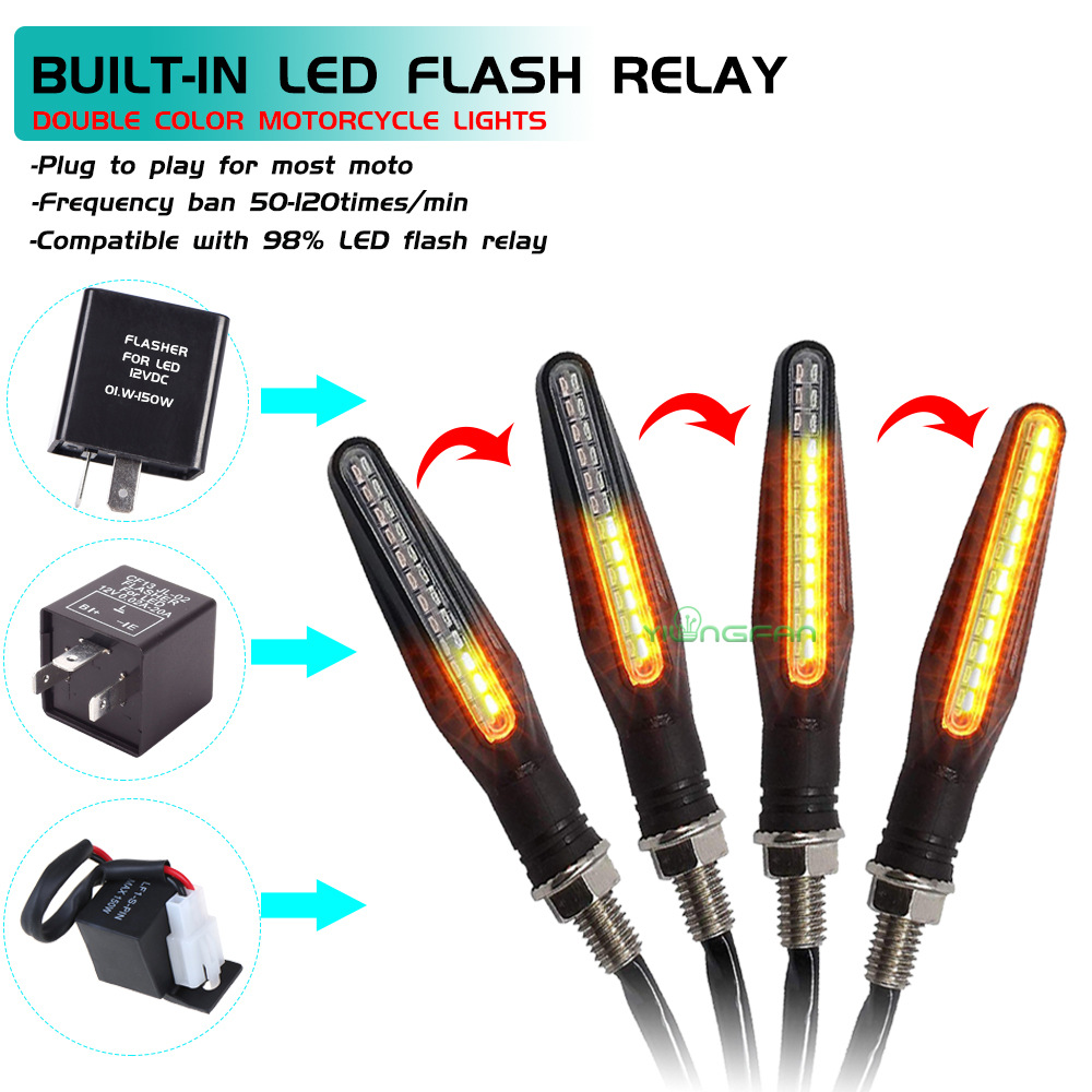 24LED Motorrad LED Blinker Weiß verrotten Bernstein Fließende Indikatoren Vorne Hinten Licht Blinker Blinker Für Schmutz Fahrrad Sport