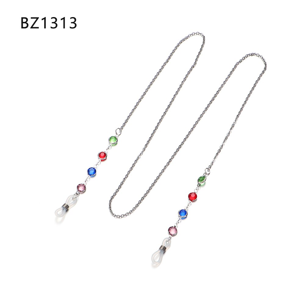 Nouvelle or lunettes chaînes lunettes de soleil lecture cristal perles lunettes chaîne femmes lunettes porte-cordon cou sangle corde: BZ1313