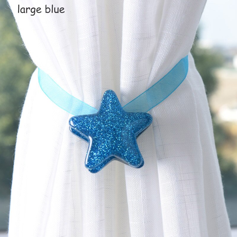 Star Curtain Broach Home Room Curtain Buckle Luck Star Curtain Decoration Accessories Magnetic Tie Back Holder Europe Style: large blue 1Pcs