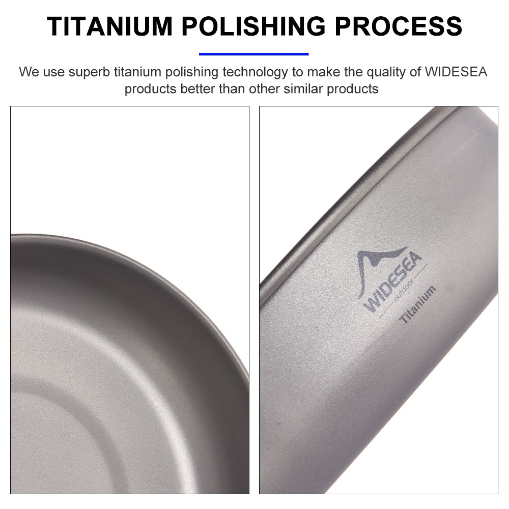 Widesea Titanium Nonstick Frying Pan Pot Bowl Camping Ultra-light Plate Tableware Cooking Utensils Bbq Picnic Cookware