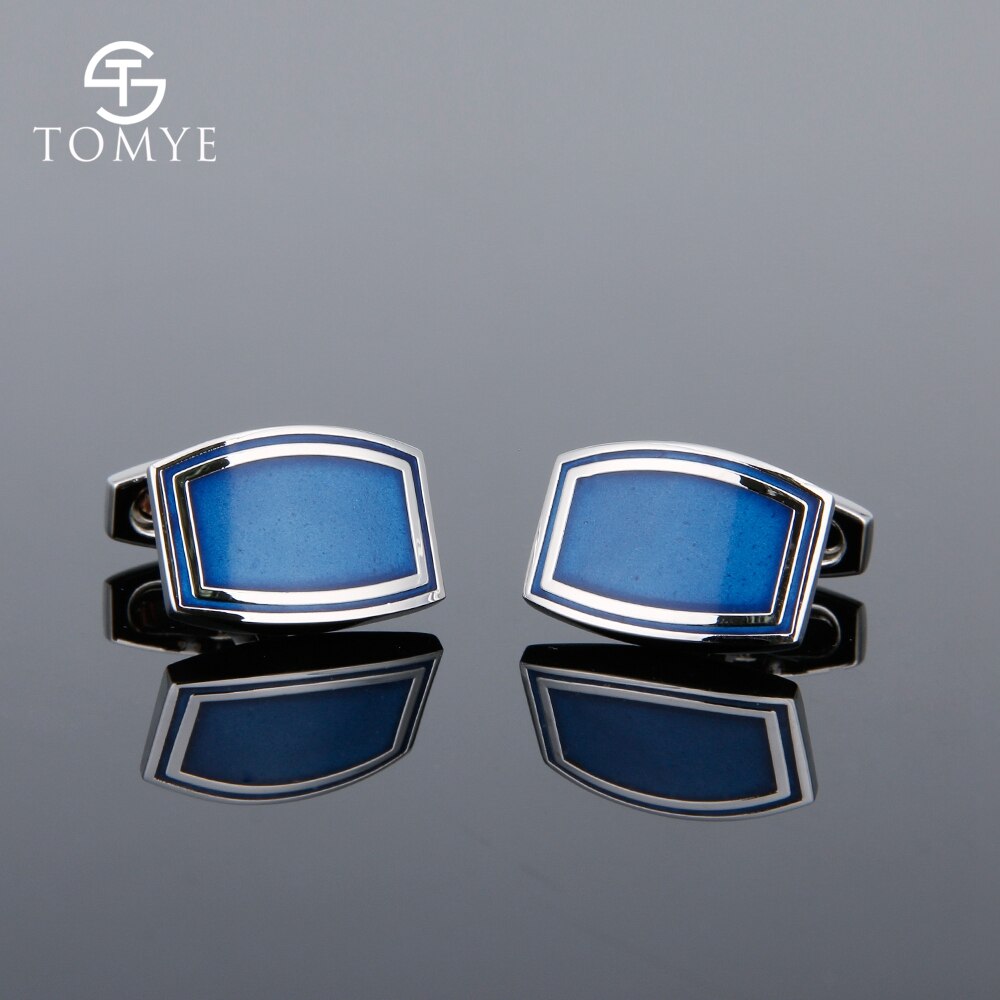 Tomye Blauw High End Business Enamel Manchetknopen Studs Custom XK19S011