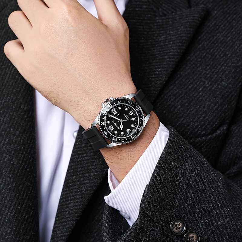 Quartz ure herre luksusmærke armbåndsur i rustfrit stål 시계 relogio masculino de luxo montre homme: Sølv