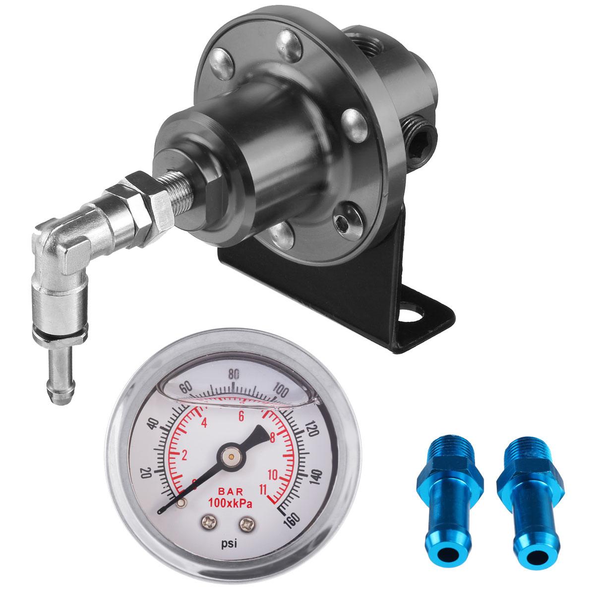 Régulateur de pression à carburant réglable universel | Avec Kit de jauge en aluminium rouge/bleu/or/argent/noir/titane