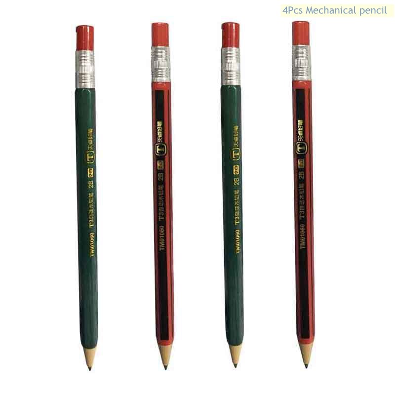 Cute Mechanical pencil Set 2.0mm 2B Drawing Writing Activity Pencil With Refill Office School Kawaii Stationery 4/27Pcs/lot: 4Pcs pencil E