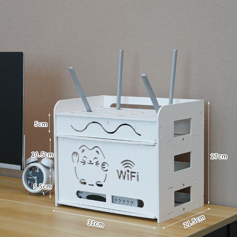 Wifi Router Regal Lagerung Boxen Große Kapazität Kabel Energie Plus Draht Halterung Lagerung Kasten Holz-Kunststoff Zauberstab Regal Stecker halterung: D