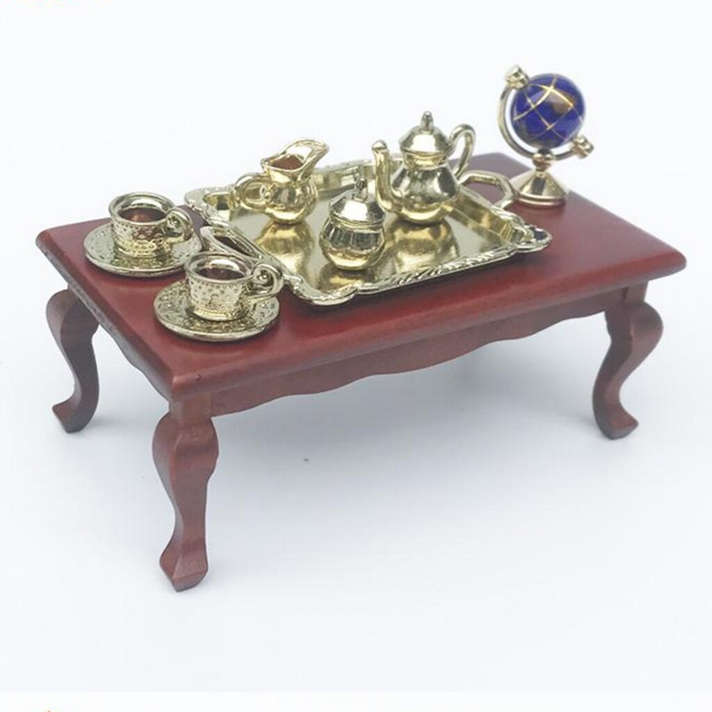 1/12 dockskåpsmöbler trä gavel bord miniatyr modell tillbehör annatto