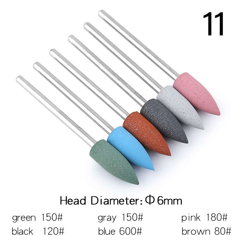 Tignish mix 6 stuks/set 3/32 '' silicagel nagelboor polijstbit uv gellak verwijderen elektrische boor manicure pedicure vijl gereedschap: 11