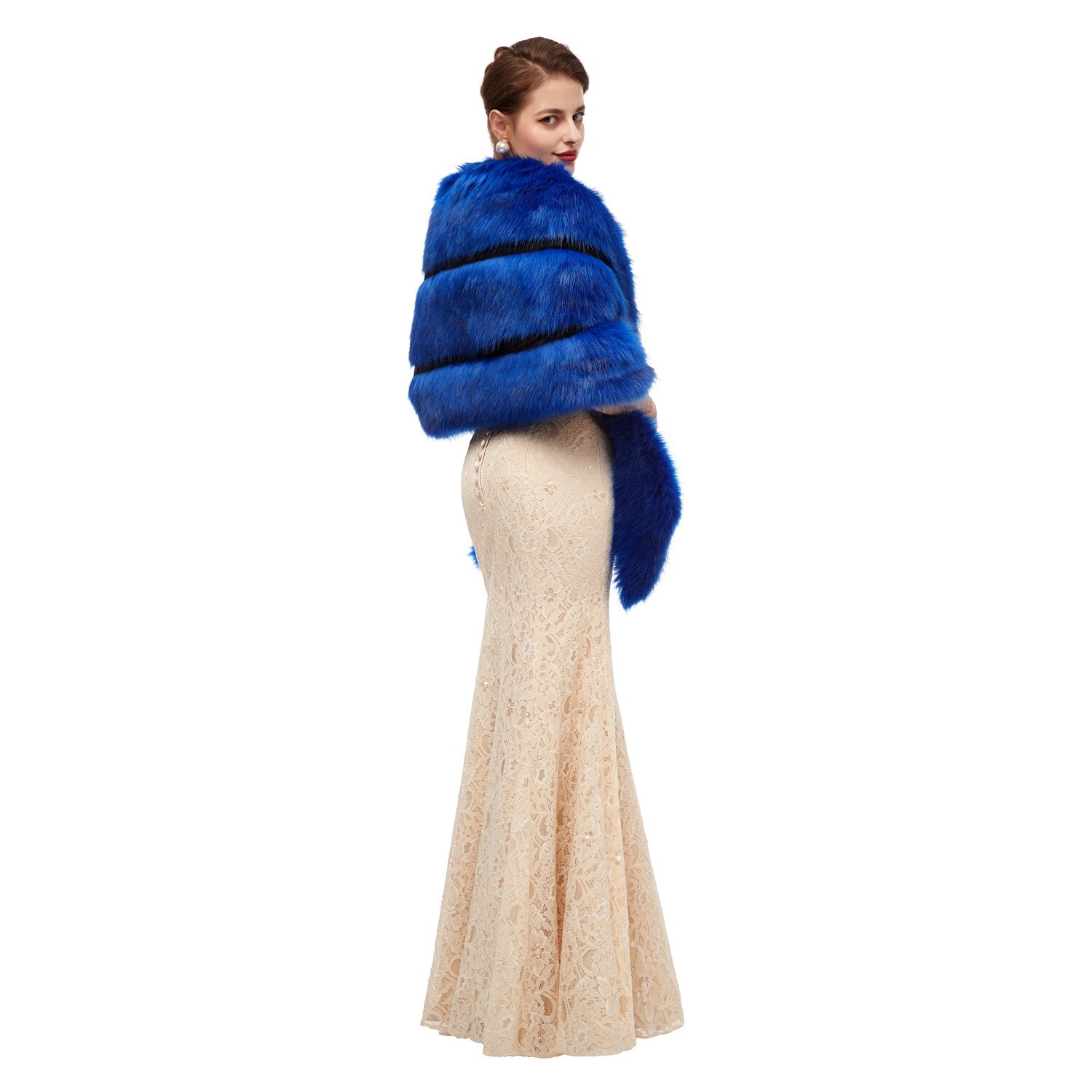 Bont Sjaal Bruiloft Wrap Vrouwen Winter 3/4 Lengte Mouwen Bridal Wraps Warm Bont Boleros Bridal Jacket Avond jas