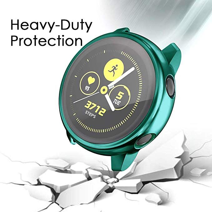 Pulseira de silicone para samsung galaxy watch active 2, com faixa e capa de 44mm e 40mm, 2 unidades galaxy watch active2 cobertura completa