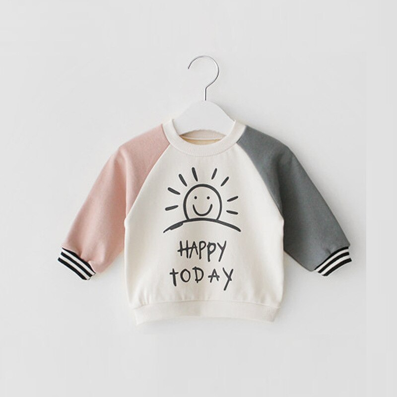 Nieuwe Casual Peuter Baby Kinderen Jongens Meisjes Lange Mouw Puur Katoen Brief T-shirt Top Kleding Lente Herfst Kinderen T-shir