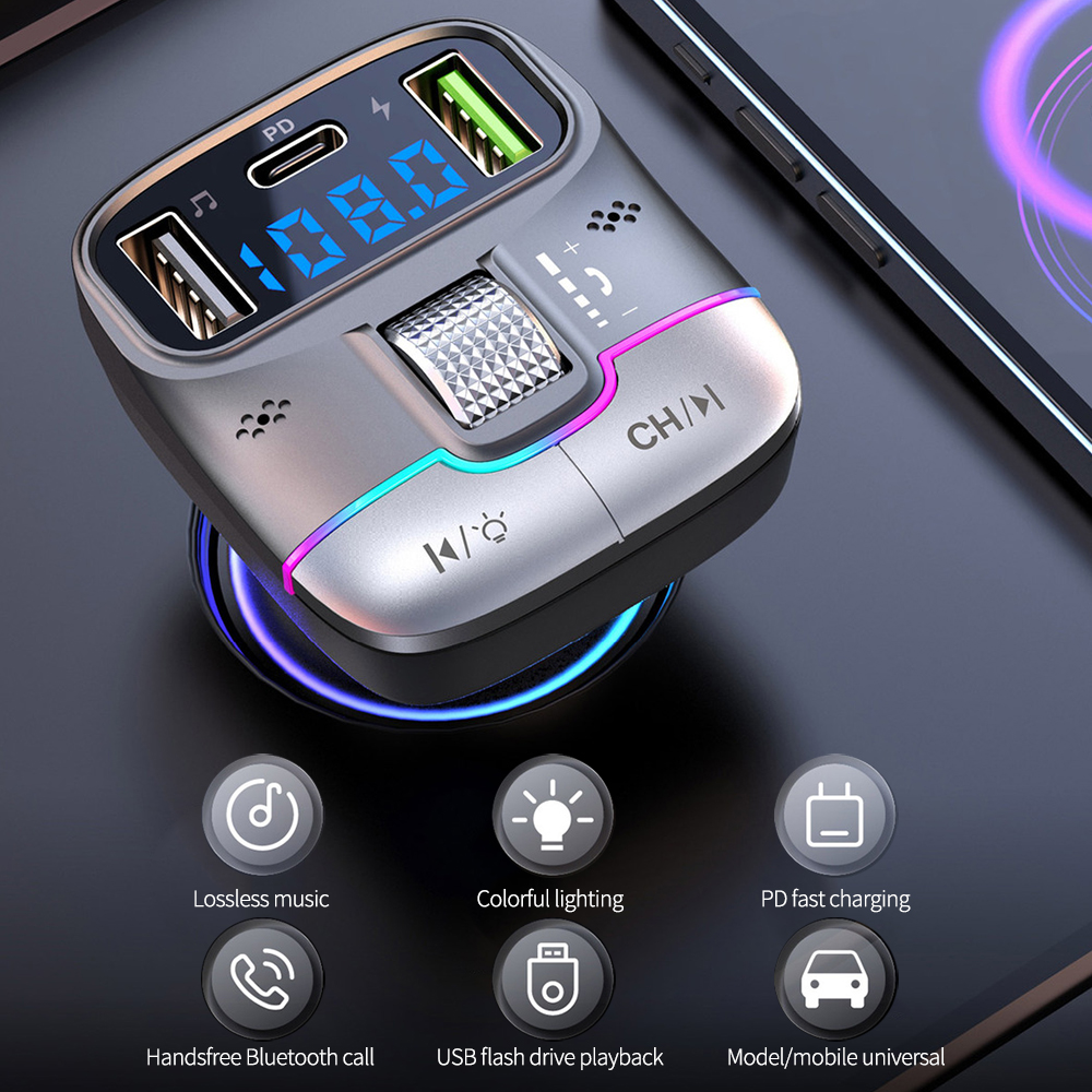Lecteur MP3 de voiture compatible Bluetooth GZ01, chargeur de charge rapide, téléphone mains libres, sonore sans perte, adaptateur de voiture BT sans fil