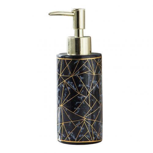 300ml stilfulde marmor keramiske lotion shampoo flydende sæbedispenser pumpe flaske badeværelse sæbe genopfyldelige flasker: Sort