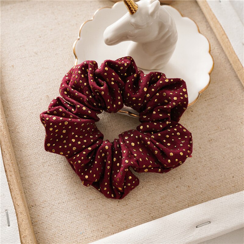 Lazos para el pelo para mujer, remache dorado, banda elástica para el pelo, coletero, banda de goma para niña y mujer, accesorios para el cabello, tocados: Rojo