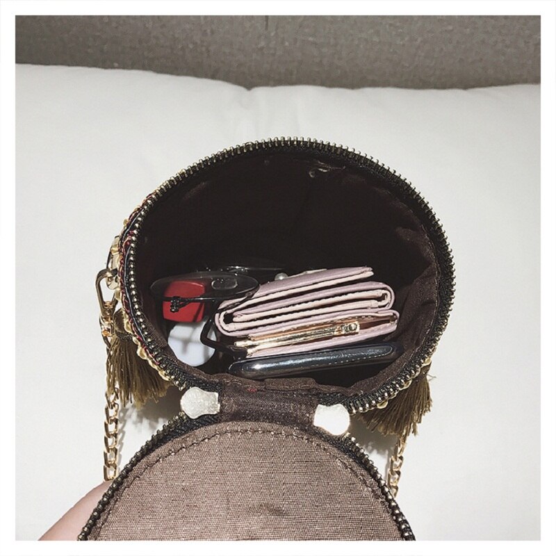 Stroh Damen Quaste Tote Tasche Schulter Taschen Zylinder Form Kette Geldbörse Und Handtaschen Mini Bolsa