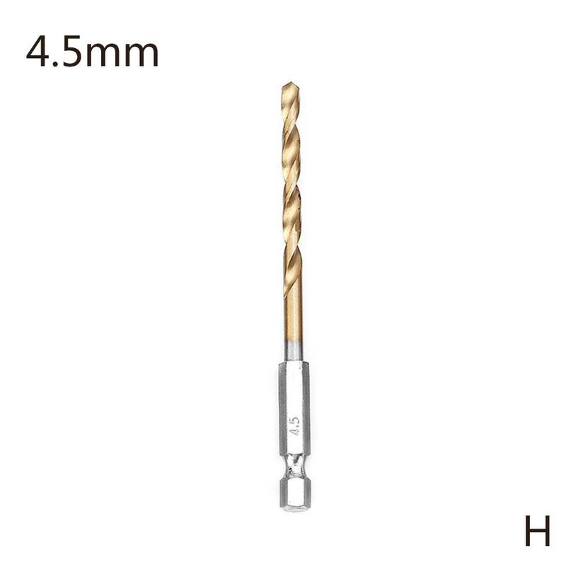 Jeu de forets HSS revêtus de titane, foret hélicoïdal à tige hexagonale de 1/4 "adapté au perçage du bois de 1.5 à 6.5mm: 4.5mm