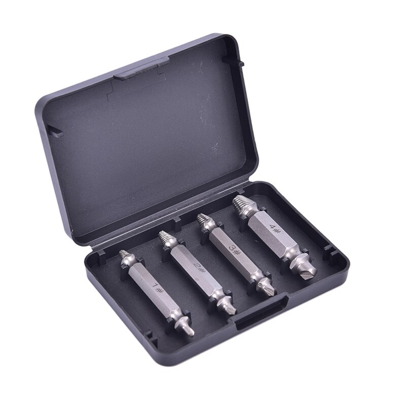 4Pcs Damaged Screw Extractor Remover Set Screws Bolt Extract Drill Bit Tool