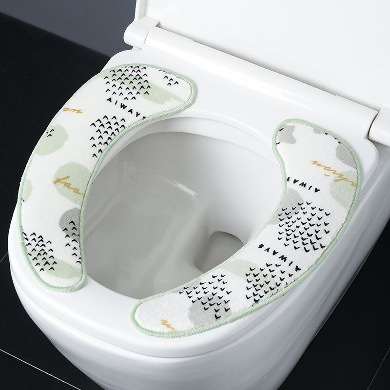 1 Paar Universele Zachte Wasbare Toilet Seat Cover Voor Huishoudelijke Flanel Non-marking Toilet Seat Cover accessoires: Fresh green