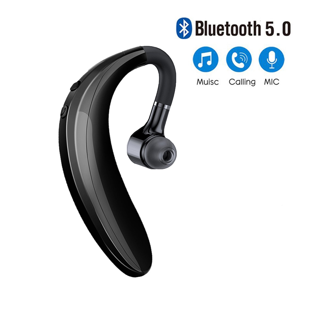 Draadloze Bluetooth 5.0 Oorhaak Oortelefoon Sport Business Headset Single Ear Oortelefoon Handsfree Hoofdtelefoon Met Mic Smartphone