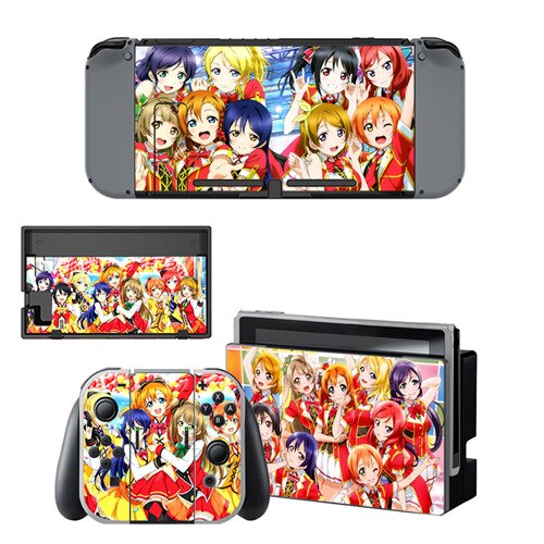 Anime Cute Girl Lovelive Decal Vinyl Skin Sticker for Nintendo Switch NS Console+Controller+Stand Holder Protective Film: YSNS0532