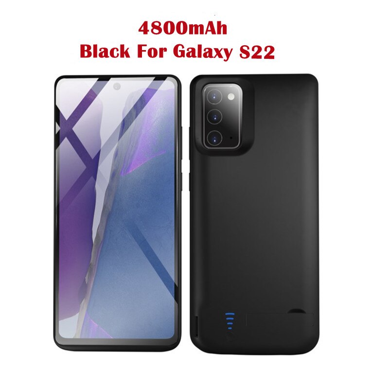 Battery Charger Cases For Samsung Galaxy S22 Ultra 5G Battery Case External Powerbank Battery Charging Cover For Galaxy S22 Plus: Black For Galaxy S22