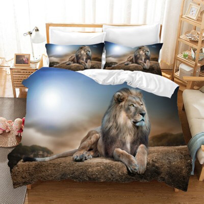 Voksen dynebetræk sengebetræk 4 stykke sæt sengetøj kat pels 3d trykt dyr king size enkelt dobbelt sengelinned fladt: B