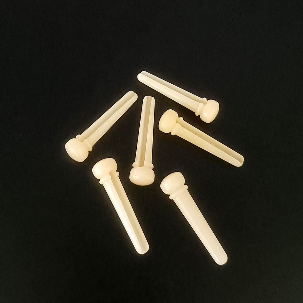 Pasadores de puente de guitarra acústica de hueso Real, pasador de puente de hueso puro con círculo de latón para accesorios de repuesto de guitarra folclórica, 6 uds.