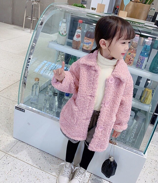 Abrigo grueso y cálido para niñas de 2 a 6 años, Chaqueta larga de invierno, ropa de abrigo: Rosa / 2T