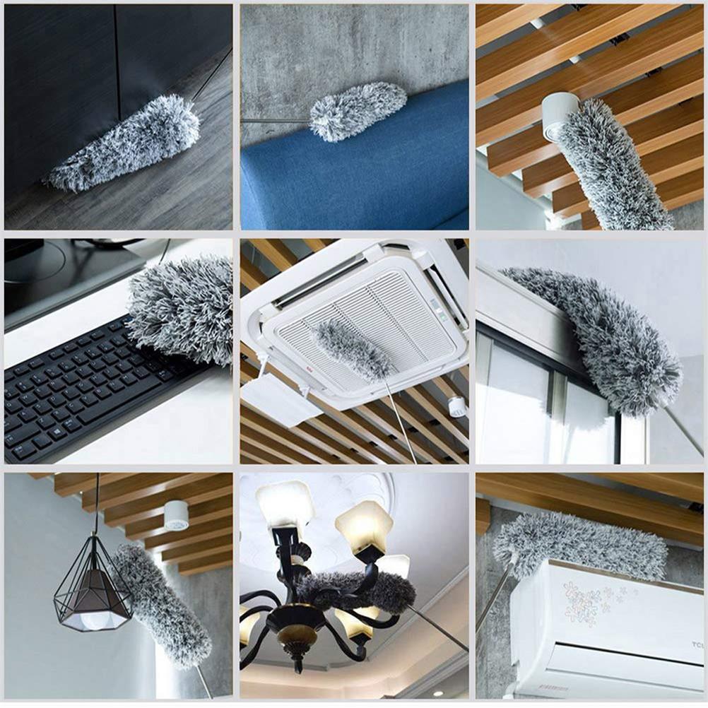 Microfiber Duster Extension Pole Bendable Head Extendable Duster for Cleaning Ceiling Fan Keyboard Furniture Cleaning Tools
