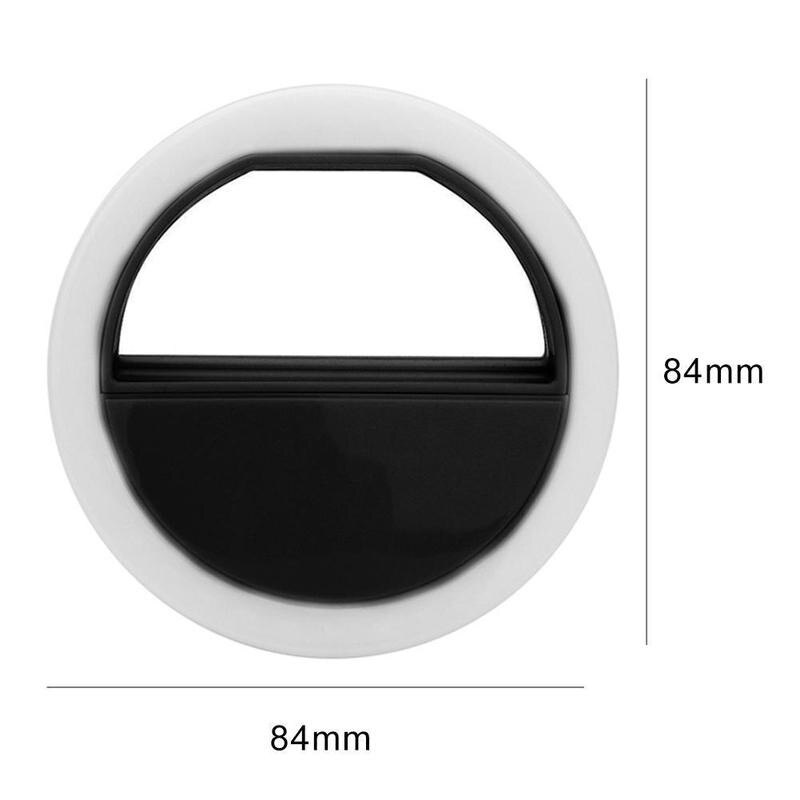 USB carga Selfie Flash portátil LED cámara de teléfono anillo de luz para fotografía Selfie luz de la noche Luz de vídeo para teléfono móvil