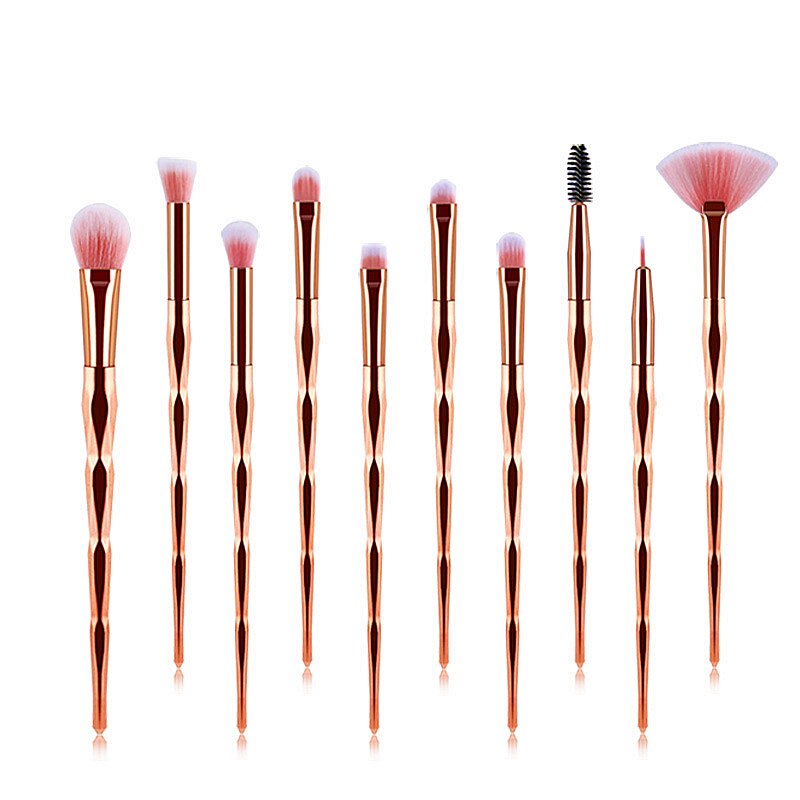 Zzdog 10 stk pro makeup børster sæt til øjenskygge highlight enhjørning krystal diamant langt skaft skønhedsværktøj sæt: 05