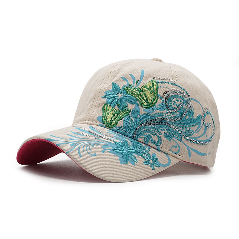 Kvinder sommerfugl baseball kasket broderi blomst snapback hat kvindelige piger sommer afslappet brev sol baseball hat ben: 4