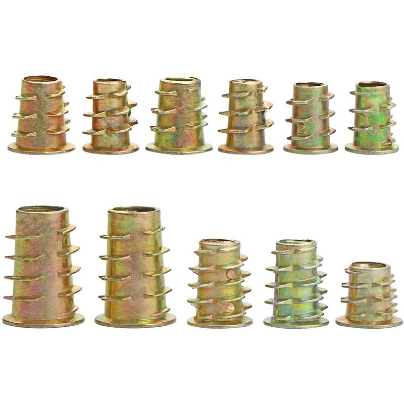 Threaded Inserts Nuts, Wood Insert Assortment Tool Kit, M4/M5/M6/M8 Furniture Screw Inserts Bolt Fastener(165 PCS)