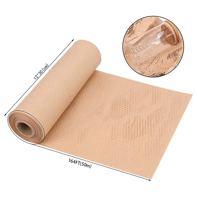 Recycled Packing Paper 11.8Inch x 164FT Eco Honeycomb Paper for Moving Packaging Wrap Recyclable Cushion Material