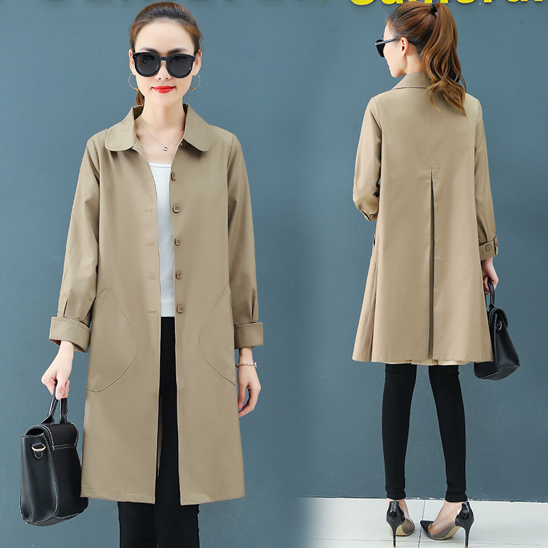 Trench-Coat pour femme, nouvelle , coupe-vent Business, ample et fin, printemps-automne: Khaki X727 / XXL