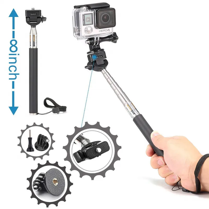 Kit voor Gopro Hero Hoofdband Polsband Mount Selfie Stick voor SJCAM Actiecamera Accessoires