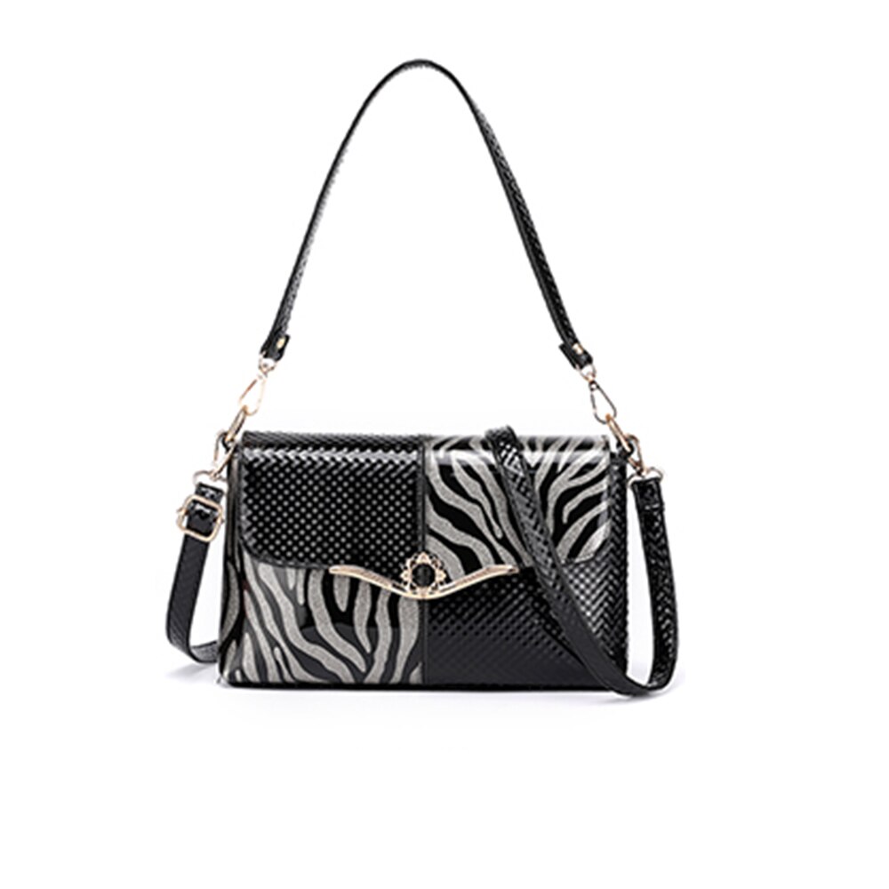 SOPHITINA Women Bags Metal Decoration Zipper Envelope Flap Pocket Flowers Pattern Shoulder Bags Casual Women Messenger Bags E85: Silvery Zebra