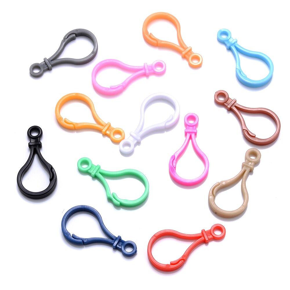 30 sztuk/partia Multicolor plastikowe zapięciem Lobster haki dla DIY ocena biżuteria dokonywanie brelok zapięcie akcesoria dostarcza 25*48mm: random mixed