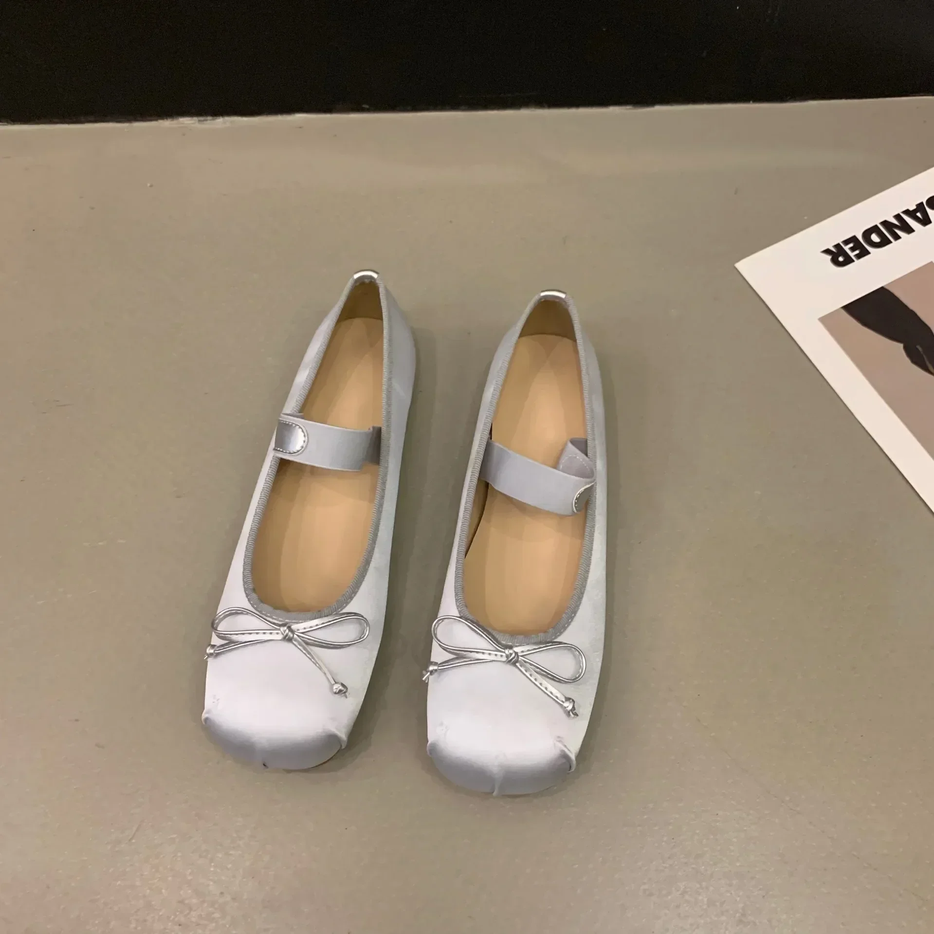 2025 Nuova Primavera Estate Ballerine Piatte Scarpe da Donna Retro Raso Mary Jane Scarpe Ballerine Donna Zapatos Mujer YIKESHASHA: Argento / 39