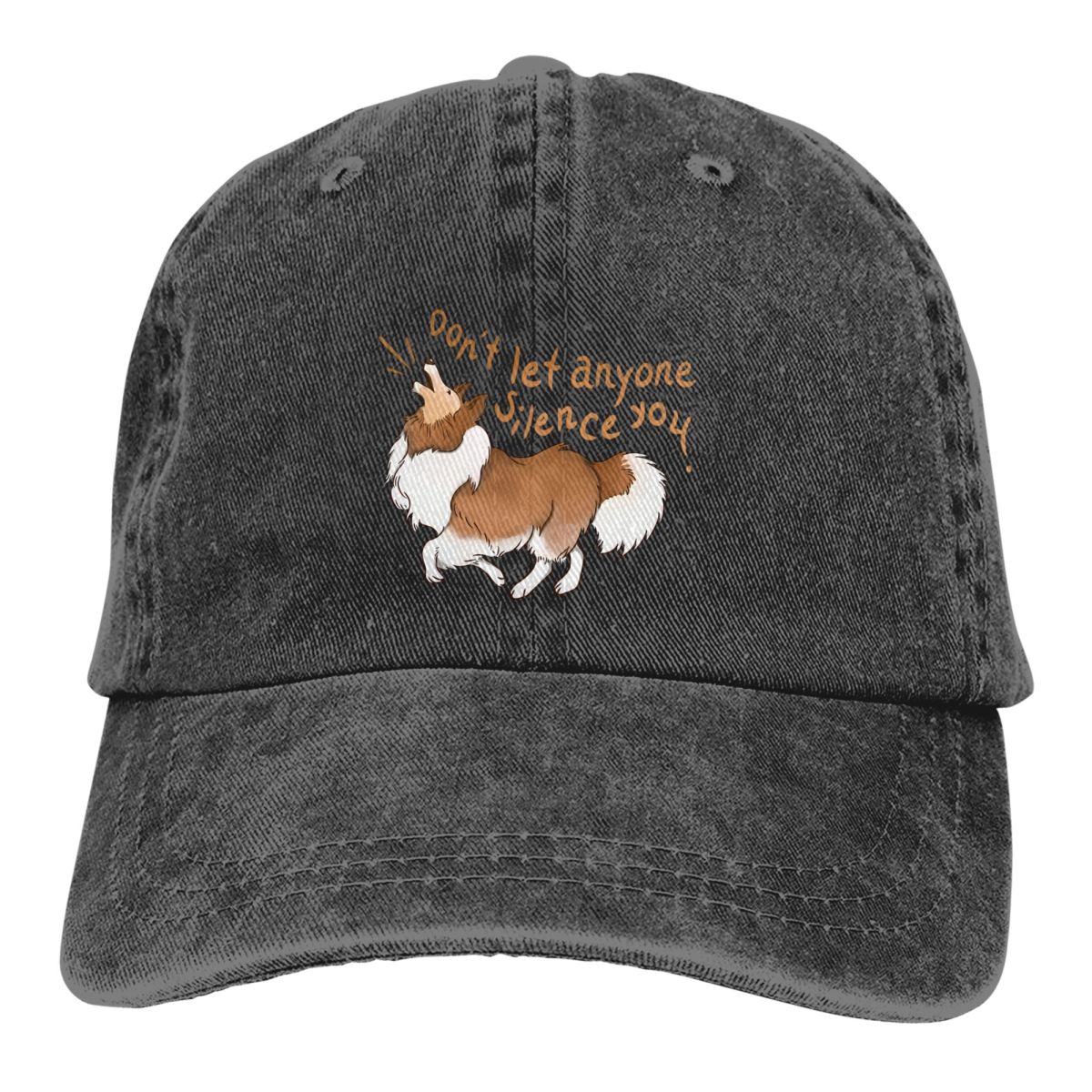 Ébatter Sheltie Shetland berger ne laissez pas n'est pas le Silence vous casquettes de Baseball casquette à visière Collie chien pare-soleil chapeaux pour hommes femmes: Black