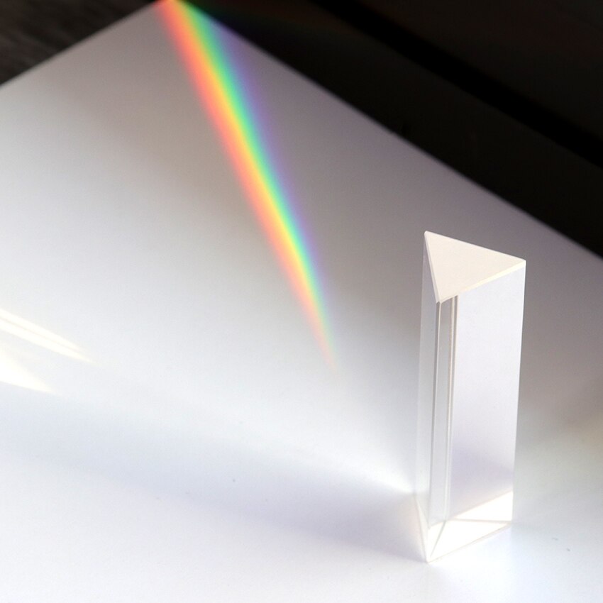 1PC Triangular Prism Optical Prisms Glass Physics Teaching Refracted Light Spectrum Rainbow Teaching Equipment 25x25x80mm