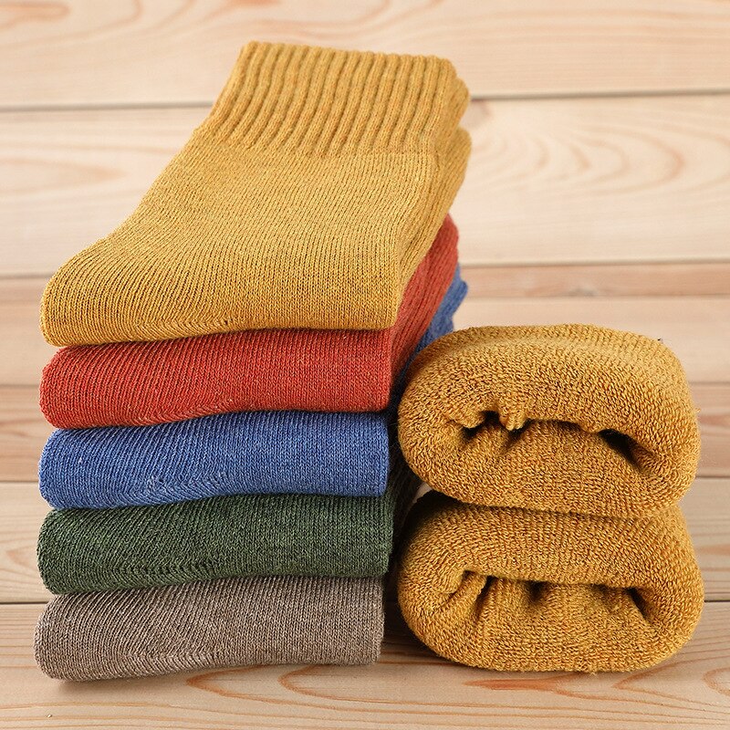 S0067 5 stk / pakke tyk varm komfortabel bomuld vinter sokker til kvinder: B 5 stk