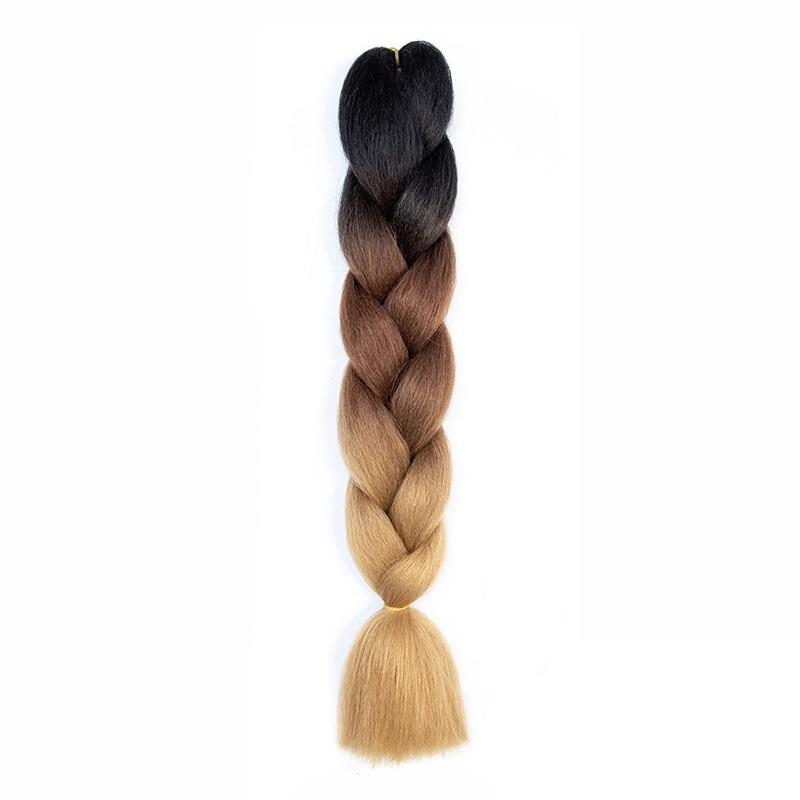 Estensioni trecce jumbo sintetiche da 24 pollici Capelli lunghi Yaki intrecciati lisci Capelli afro di colore Ombre per le donne